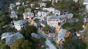 an aerial view of a large house at Ινω Superior Suite 1856 Makrinitsa Pelion in Makrinitsa