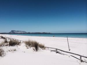 a sandy beach with people walking on the beach at HOTEL Al FARO , SPIAGGIA LA CINTA ,SAN TEODORO in San Teodoro