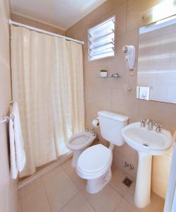 a bathroom with a toilet and a sink at Posada Tantra in Villa General Belgrano
