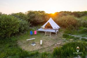 an overhead view of a tent in a field at Old Pound Smithy in Bideford