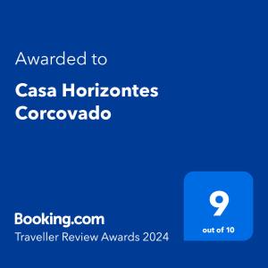 Sertifikatas, apdovanojimas, ženklas ar kitas apgyvendinimo įstaigoje Casa Horizontes Corcovado matomas dokumentas