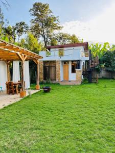 a house with a green yard with a grassy yard sidx sidx sidx at Tiny house with amazing view in Arusha