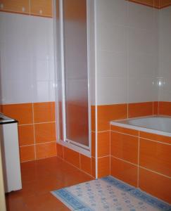 een badkamer met een douche en een bad bij Ubytování v soukromí - Vila Eliška in Světlá nad Sázavou