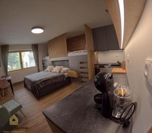 Kuchyň nebo kuchyňský kout v ubytování MINIMAX apartmán