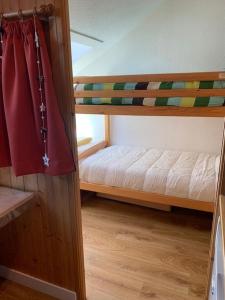 布齊耶比利牛斯2000的住宿－T2 pour 4 pers style chalet pied des pistes，客房设有两张双层床和一扇窗户。