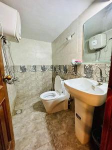 カラチにあるKarachi Airport Hotelsのバスルーム(トイレ、洗面台付)