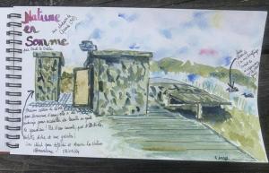 un cuaderno con un dibujo de un puente en Nature en Somme en Quend