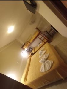 einen Blick über ein Bett in einem Zimmer in der Unterkunft HOTEL INTI YACU in Termas de Río Hondo