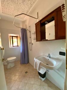 a bathroom with a sink and a toilet at Agriturismo La Sorgente di Rossi Valentino in Larciano +75 photos