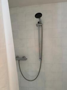 La salle de bains est pourvue d'une douche avec un pommeau de douche. dans l'établissement Suite Dreamz, à Zandvoort