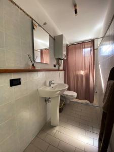 ein Bad mit einem Waschbecken und einem WC in der Unterkunft Agriturismo San Giuliano dei fratelli Giai in Susa