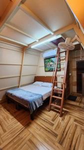 a bedroom with a bunk bed and a ladder at Eden Cottage in Cochin