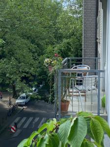 a balcony with a plant and a flower pot at Apartment_Lucas in Hamburg +9 photos