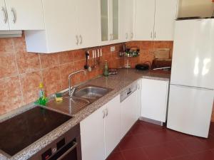 eine Küche mit einer Spüle und einem weißen Kühlschrank in der Unterkunft Villa Ella in Opatija