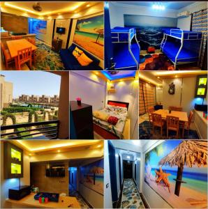a collage of four pictures of a room at Blue Bay Asia Ain Sokhna A-Emam in Ain Sokhna