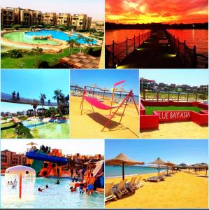 a collage of photos of a pool and a resort at Blue Bay Asia Ain Sokhna A-Emam in Ain Sokhna