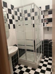 een badkamer met een douche en een wastafel bij Villa Silvia in Fontana Liri Inferiore