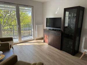 TV a/nebo společenská místnost v ubytování Apartament Okrzejówka