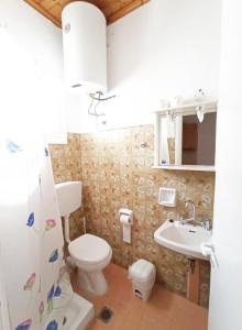 a bathroom with a toilet and a sink at Elena Rooms in Agios Nikitas