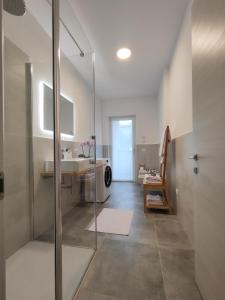 un bagno con doccia e lavandino di Oasi degli Ulivi a Riva del Garda
