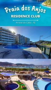 uma colagem de duas fotografias de um resort em Apartamento Praia dos Anjos 2 Vagas de garagem e AR-CONDICIONADO em Arraial do Cabo