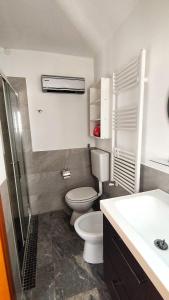 y baño con aseo, ducha y lavamanos. en The Wooden Loft - Bari Centro, en Bari