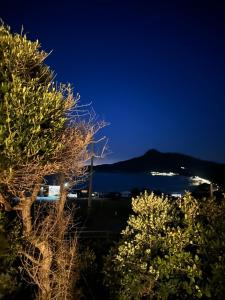uma vista nocturna para o oceano e uma montanha em ALELCA DOMO em Buggerru