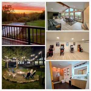 a collage of four pictures of a house at Pool Arcade Mtn Views Lake George Home Retreat WFH in Lake George
