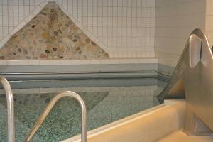 - une piscine avec un grand rocher dans l'établissement Ferienresidenz Chiemseestrand - Seebruck, à Chieming