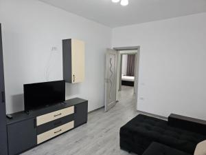 拉姆尼庫沃爾恰的住宿－Apartament edy，带沙发和平面电视的客厅