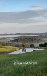 uma vista para um lago num campo relvado em Cisowe Sioło em Jeleniewo