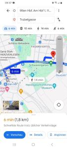 uma imagem de um telemóvel com um mapa em Wohnung in Zentrumsnähe beim Hauptbahnhof (100 m2) em Viena