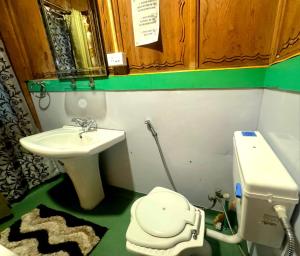 bagno con servizi igienici e lavandino di SoloSync - Hostel on the Boat a Srinagar