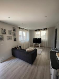 a living room with a couch and a television at Apartment 1 confort&modern in Arad