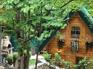 a cabin in the woods with a tree at Brvnara Fairy Tale in Cetinje
