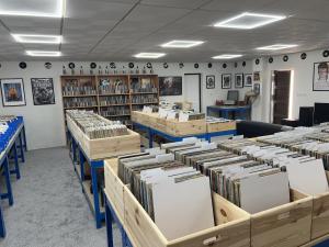 a library filled with lots of boxes of books at Cortijo La Cueva in Arboleas