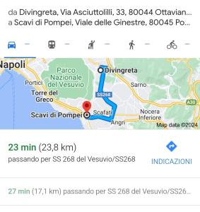 a screenshot of a google map with a red dot at Divingreta 1820 in Ottaviano