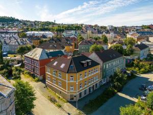 an aerial view of a city with buildings at Central Big and Bright Resting place in Trondheim