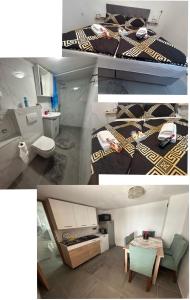 un collage de fotos de un dormitorio y un baño en Apartmani Dramalj, en Dramalj