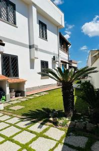 una casa con una palmera delante de ella en Angy Relax Mare Aeroporto en Focene