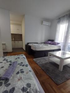 a room with two beds and a table in it at Apartman Rosić in Trebinje