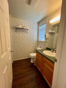 Rodeway Inn & Suites Brunswick near Hwy 1 في برونزويك: حمام مع حوض ومرحاض