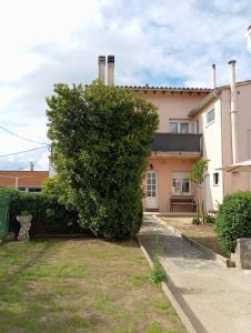 um grande arbusto em frente a uma casa em Ca l'Avi Ramon em Sant Hilari Sacalm