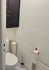 bagno bianco con servizi igienici e specchio di ETS MPRS a Nantes