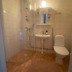 y baño con aseo y lavamanos. en M:Hamn Centrum, en Mariehamn