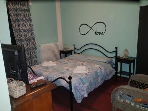 a bedroom with a bed and a tv in it at B&b Al Paradis in Monchio delle Corti