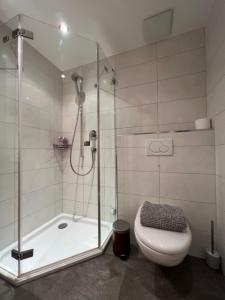 Vannituba majutusasutuses Gorgeous Apartment In The Heart Of Zweisimmen