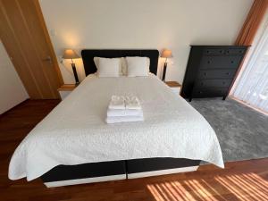 Voodi või voodid majutusasutuse Gorgeous Apartment In The Heart Of Zweisimmen toas