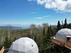two domes on top of a house in the woods at Nørdika Charlevoix in Baie-Saint-Paul