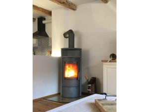 estufa en una habitación con chimenea en Dwargenhus, en Prerow